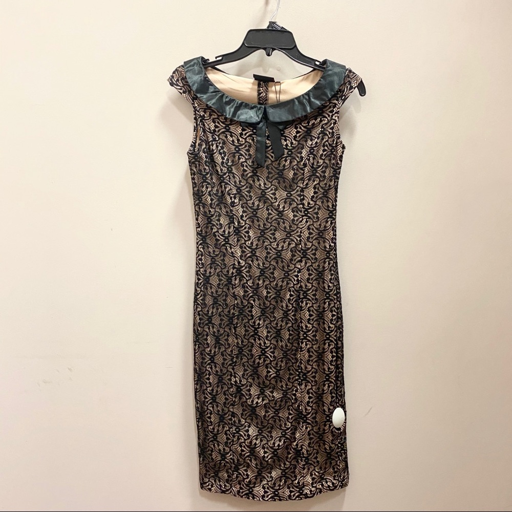 Voodoo Vixen Lace Overlay Nude Black Sheath Dress